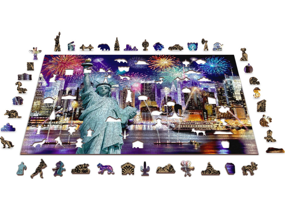 WOODEN CITY Drevené puzzle Nočná New York 2v1, 1010 dielikov EKO