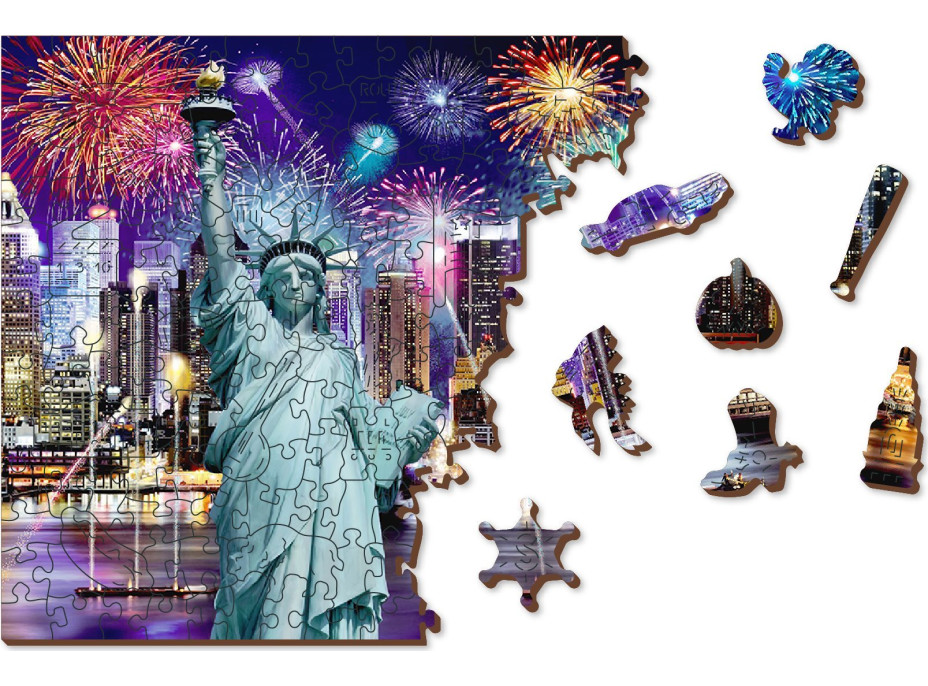 WOODEN CITY Drevené puzzle Nočná New York 2v1, 1010 dielikov EKO