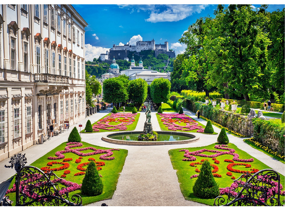 WOODEN CITY Drevené puzzle Palác Mirabell a Salzburský hrad 2v1, 1010 dielikov EKO