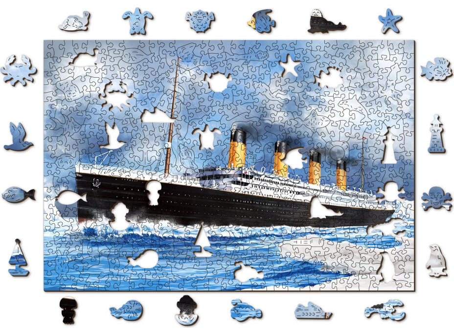 WOODEN CITY Drevené puzzle Titanic 2v1, 505 dielikov EKO