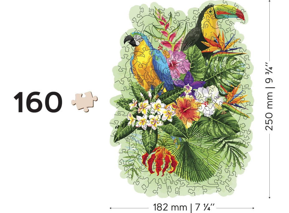 WOODEN CITY Drevené puzzle Tropické vtáky 160 dielikov EKO