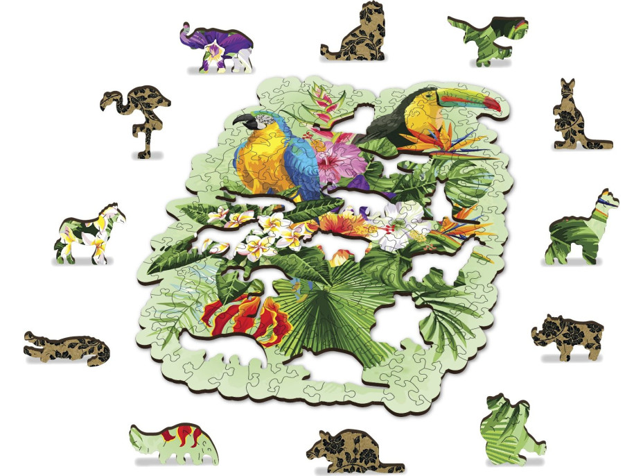 WOODEN CITY Drevené puzzle Tropické vtáky 160 dielikov EKO