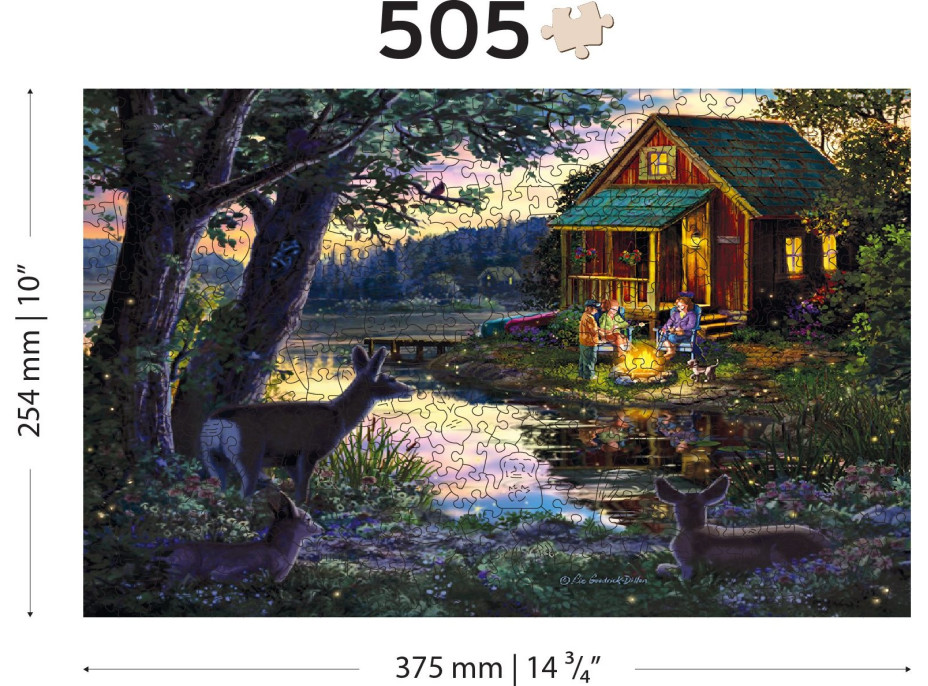 WOODEN CITY Drevené puzzle Večer v dome pri jazere 2v1, 505 dielikov EKO