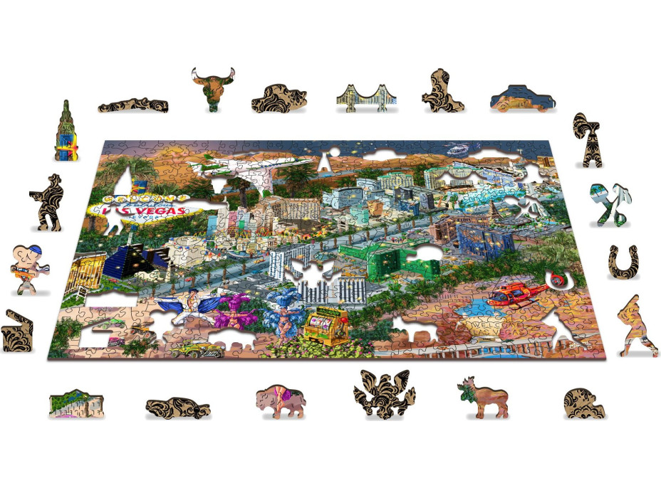 WOODEN CITY Drevené puzzle Vitajte v Las Vegas 2v1, 505 dielikov EKO