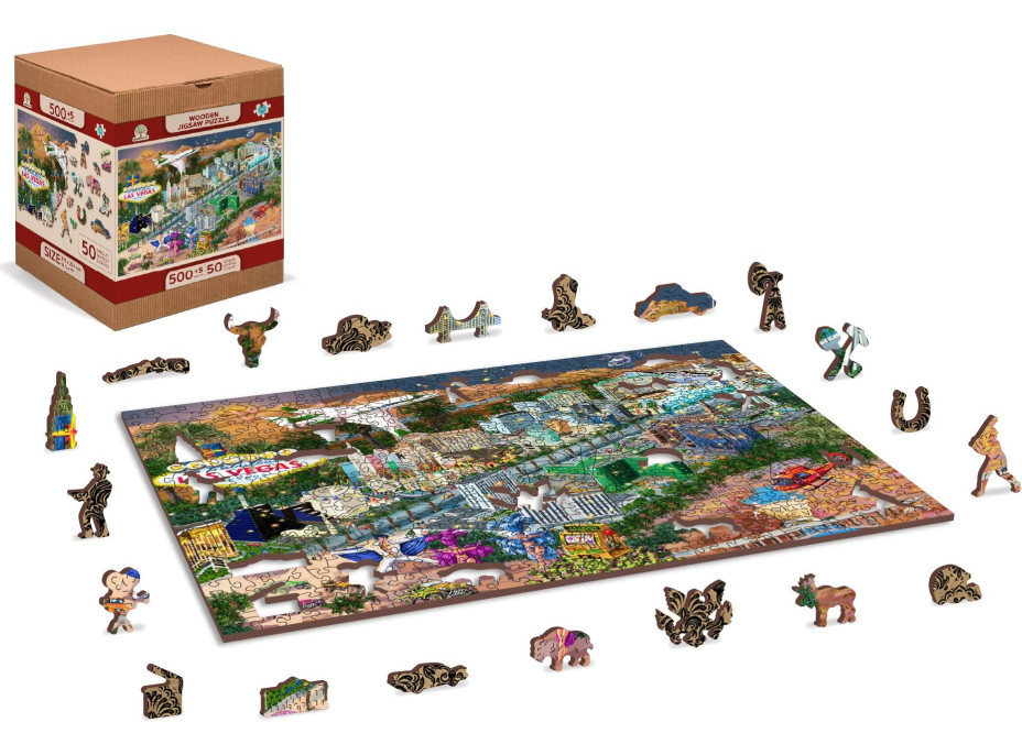 WOODEN CITY Drevené puzzle Vitajte v Las Vegas 2v1, 505 dielikov EKO