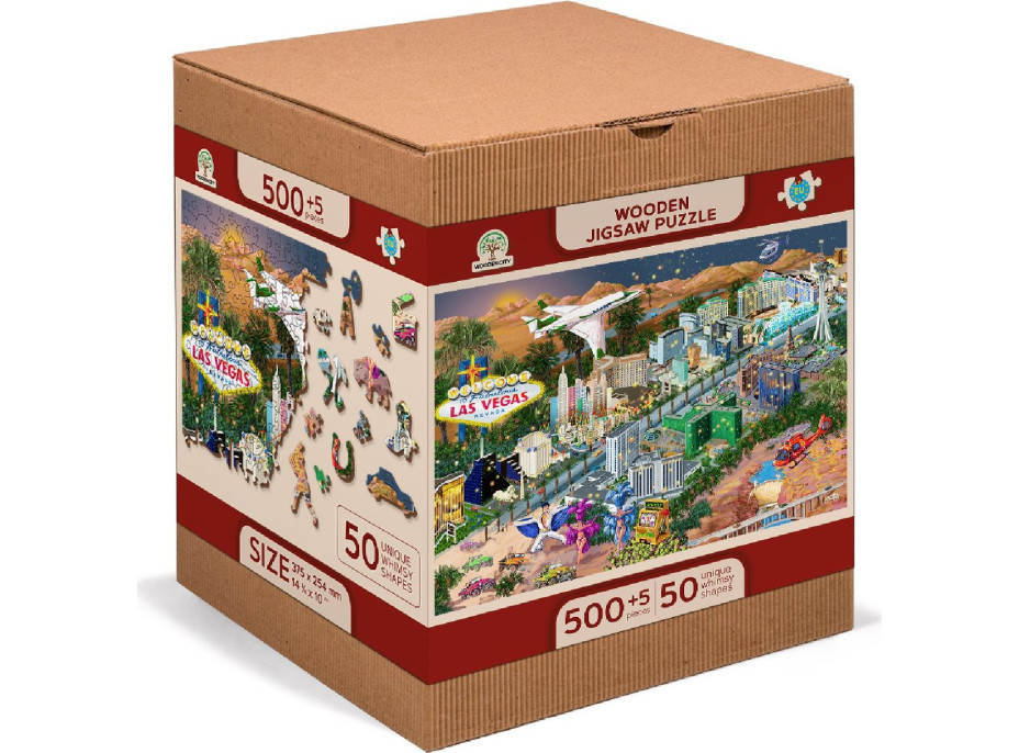 WOODEN CITY Drevené puzzle Vitajte v Las Vegas 2v1, 505 dielikov EKO