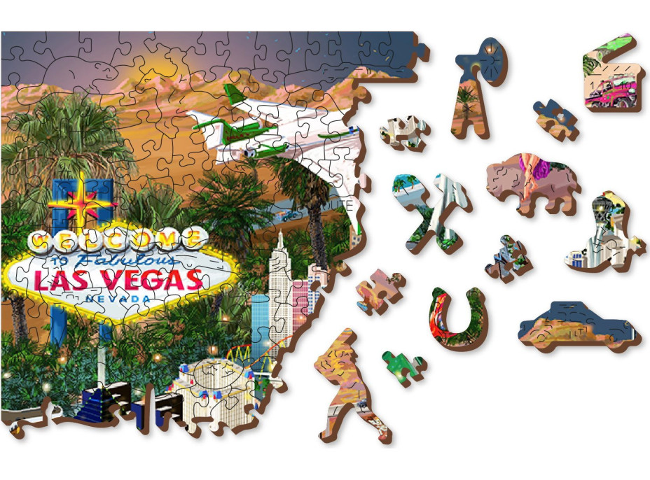 WOODEN CITY Drevené puzzle Vitajte v Las Vegas 2v1, 505 dielikov EKO