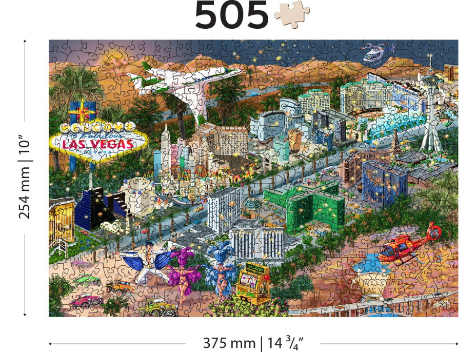 WOODEN CITY Drevené puzzle Vitajte v Las Vegas 2v1, 505 dielikov EKO