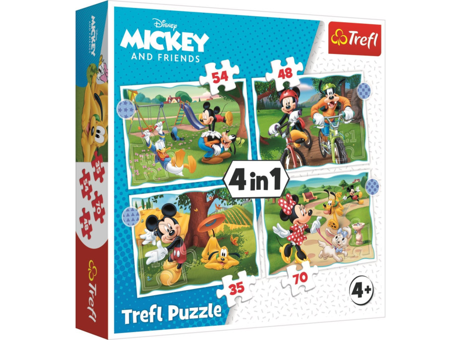 TREFL Puzzle Mickey Mouse: Krásny deň 4v1 (35,48,54,70 dielikov)