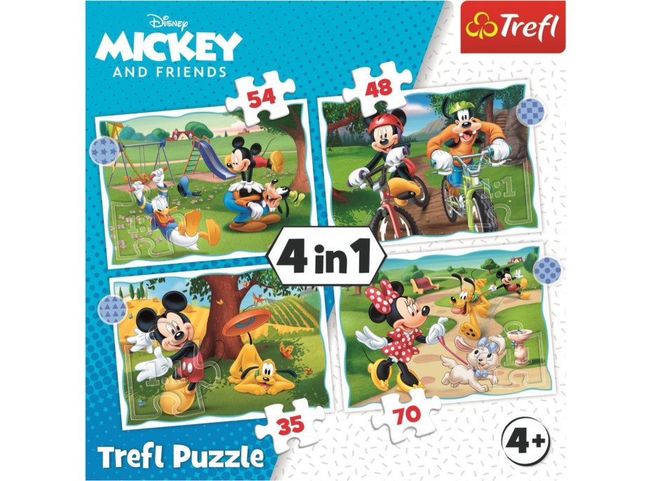 TREFL Puzzle Mickey Mouse: Krásny deň 4v1 (35,48,54,70 dielikov)