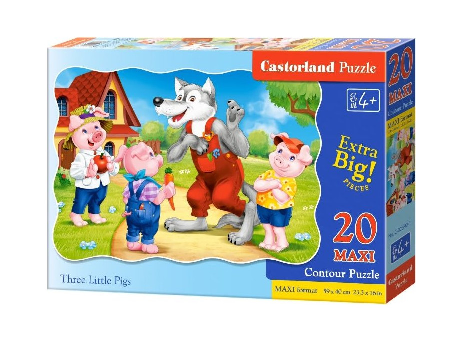 CASTORLAND Puzzle Tri malé prasiatka MAXI 20 dielikov