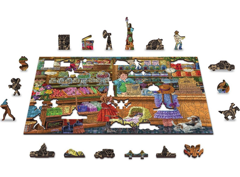 WOODEN CITY Drevené puzzle Sladké dobrodružstvo 2v1, 1000 dielikov EKO