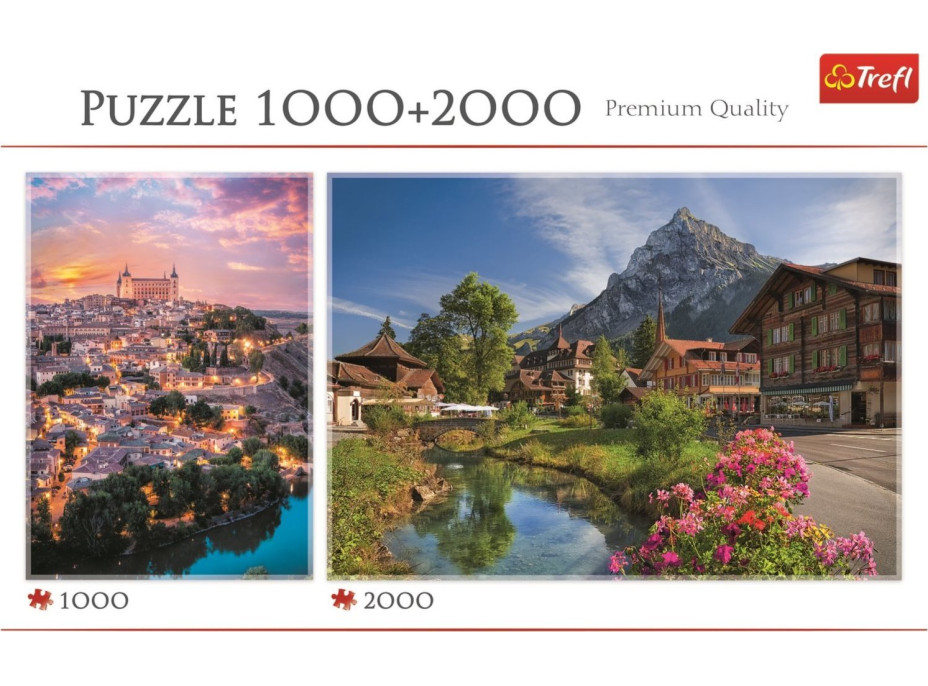 TREFL Puzzle 2v1 Toledo 1000 dielikov + Leto v Alpách 2000 dielikov