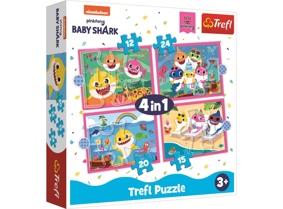 TREFL Puzzle Baby Shark: Rodina 4v1 (12,15,20,24 dielikov)