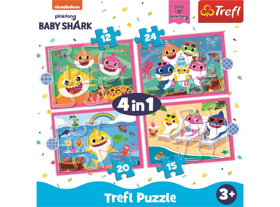 TREFL Puzzle Baby Shark: Rodina 4v1 (12,15,20,24 dielikov)