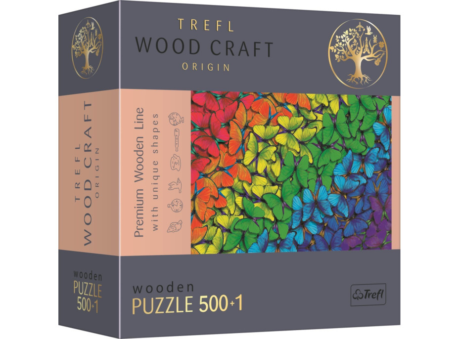 TREFL Wood Craft Origin puzzle Dúhoví motýle 501 dielikov