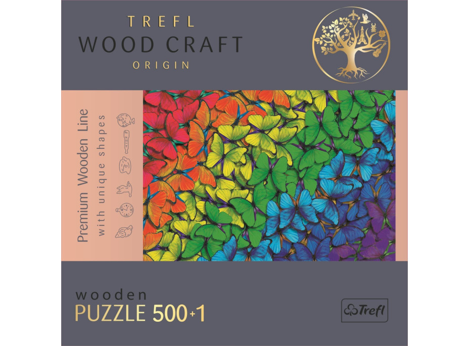 TREFL Wood Craft Origin puzzle Dúhoví motýle 501 dielikov