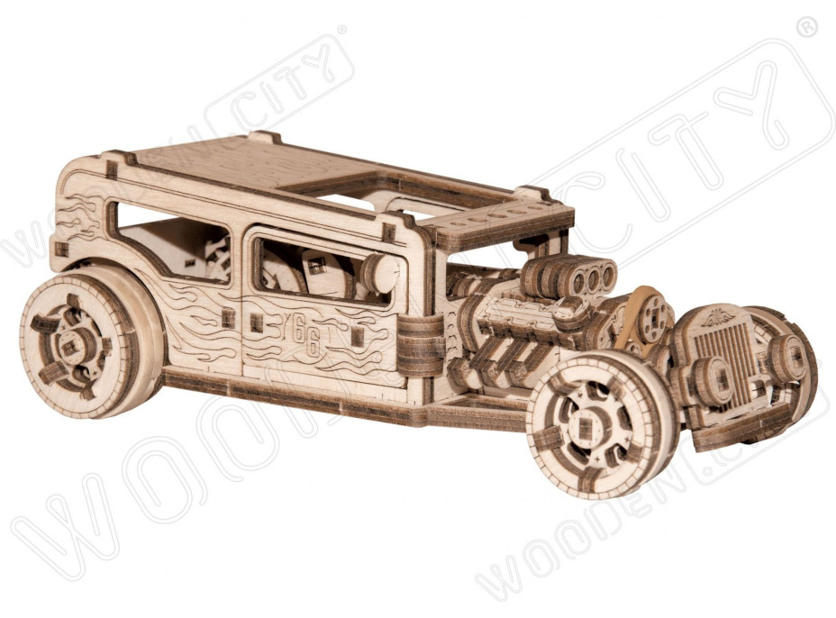 WOODEN CITY 3D puzzle Automobil Hot Rod 141 dielov