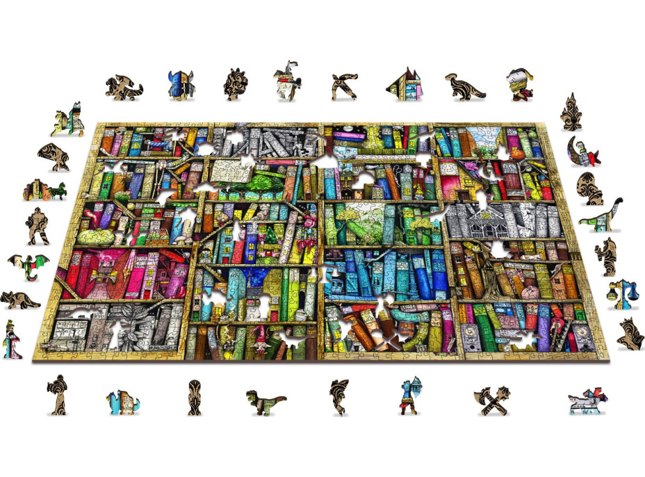 WOODEN CITY Drevené puzzle Knižnica 2v1, 1010 dielikov EKO