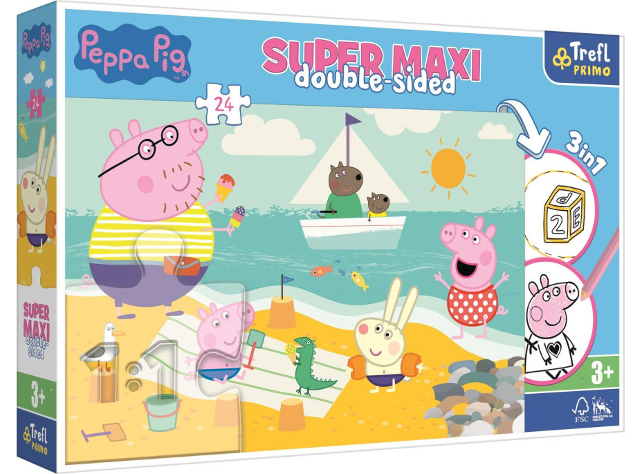 TREFL Obojstranné puzzle Prasiatko Peppa SUPER MAXI 24 dielikov