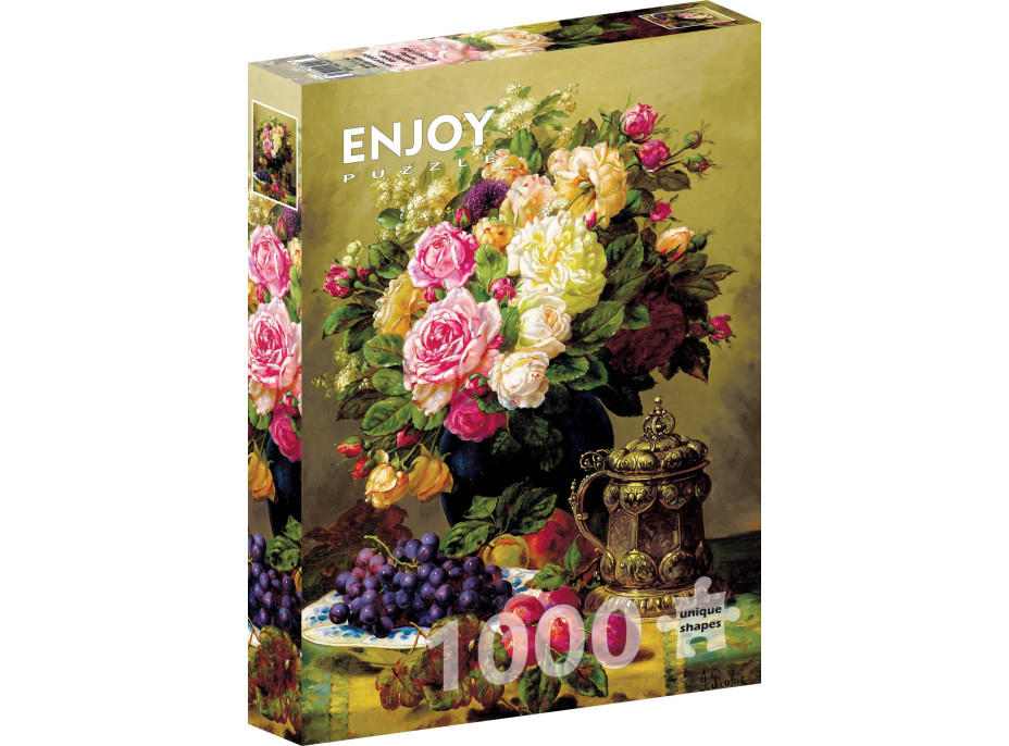 ENJOY Puzzle Jean-Baptiste Robie: Zátišie s ružami 1000 dielikov