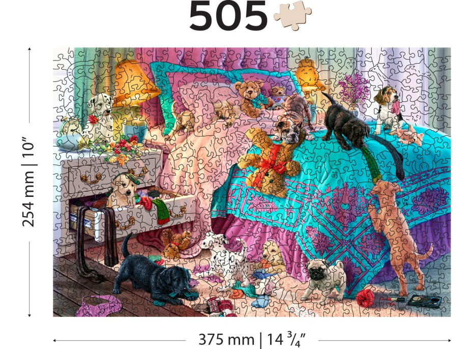 WOODEN CITY Drevené puzzle Nezbené šteňatá 2v1, 505 dielikov EKO