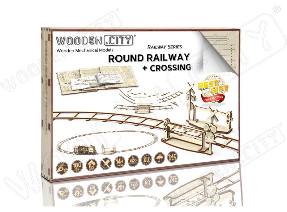 WOODEN CITY 3D puzzle Kruhové koľaje s prejazdom 159 dielov