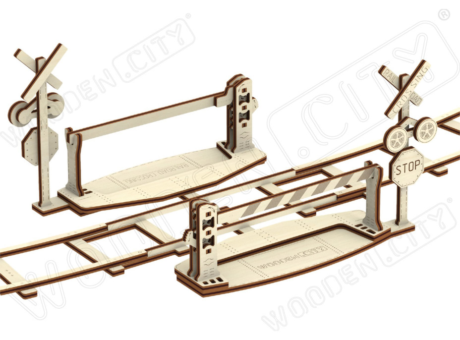 WOODEN CITY 3D puzzle Kruhové koľaje s prejazdom 159 dielov