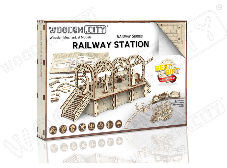 WOODEN CITY 3D puzzle Železničná stanica 175 dielov