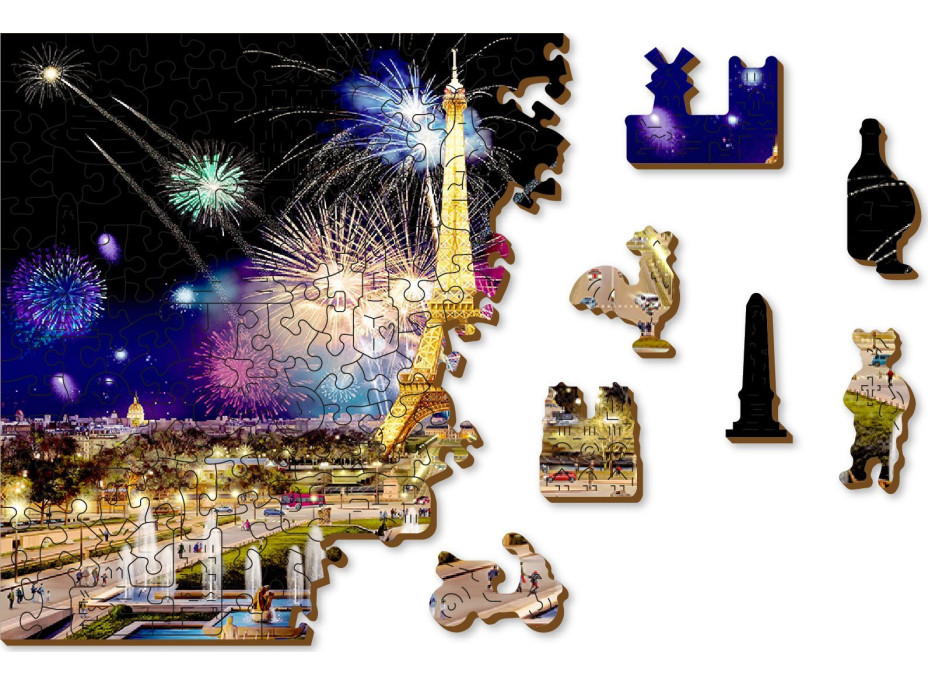 WOODEN CITY Drevené puzzle Nočný Paríž 2v1, 505 dielikov EKO