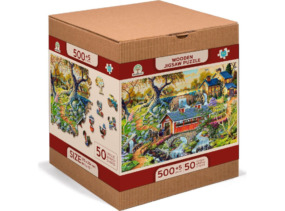 WOODEN CITY Drevené puzzle Vidiecke mosty 2v1, 505 dielikov EKO