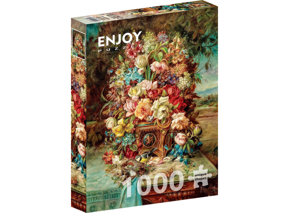 ENJOY Puzzle Kvetinové zátišie so sýkorkou 1000 dielikov