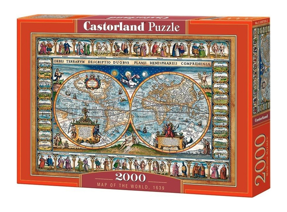 CASTORLAND Puzzle Mapa sveta r.1639, 2000 dielikov