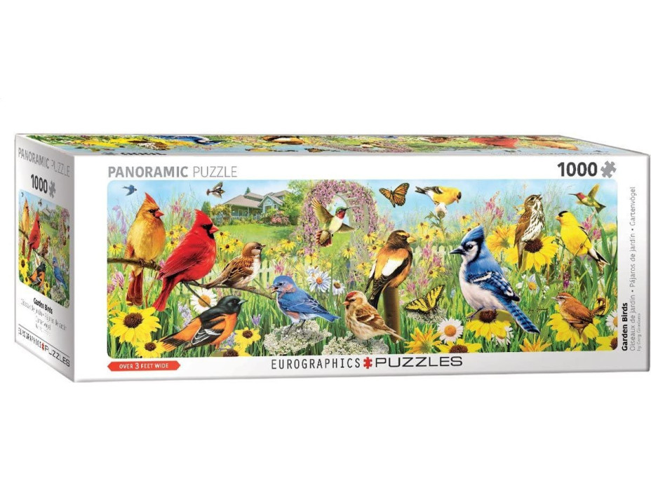 EUROGRAPHICS Panoramatické puzzle Záhradné vtáky 1000 dielikov