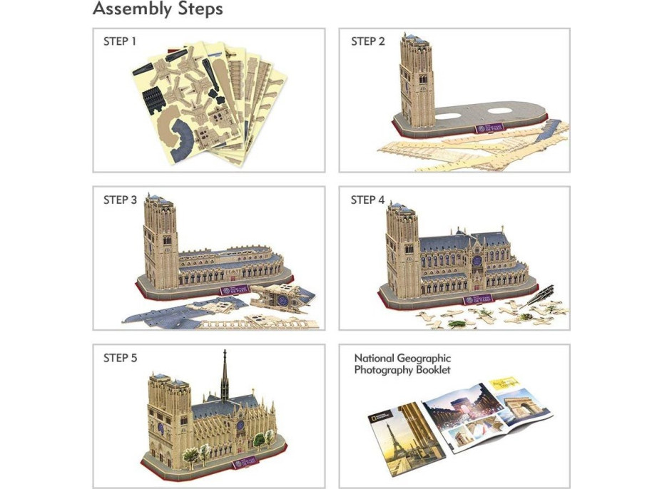 CUBICFUN 3D puzzle National Geographic: Katedrála Notre-Dame 128 dielikov