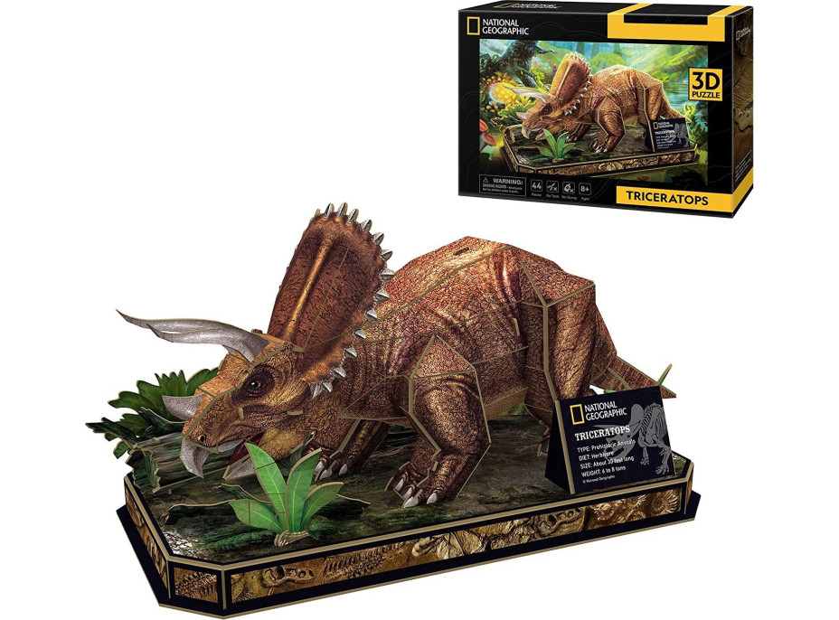 CUBICFUN 3D puzzle National Geographic: Triceratops 44 dielikov