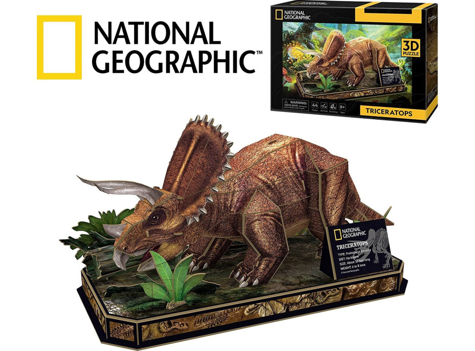 CUBICFUN 3D puzzle National Geographic: Triceratops 44 dielikov