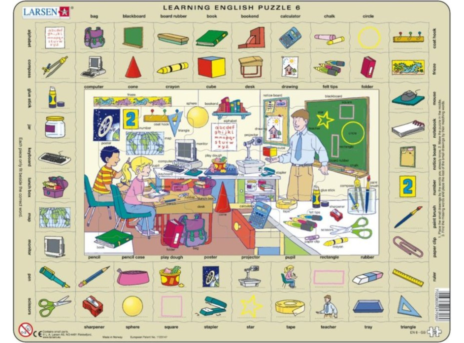 LARSEN Puzzle Angličtina 6: V škole 70 dielikov