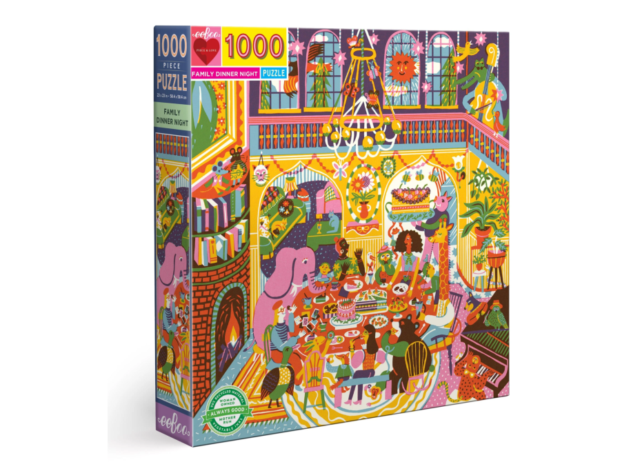 EEBOO Štvorcové puzzle Rodinná večera 1000 dielikov