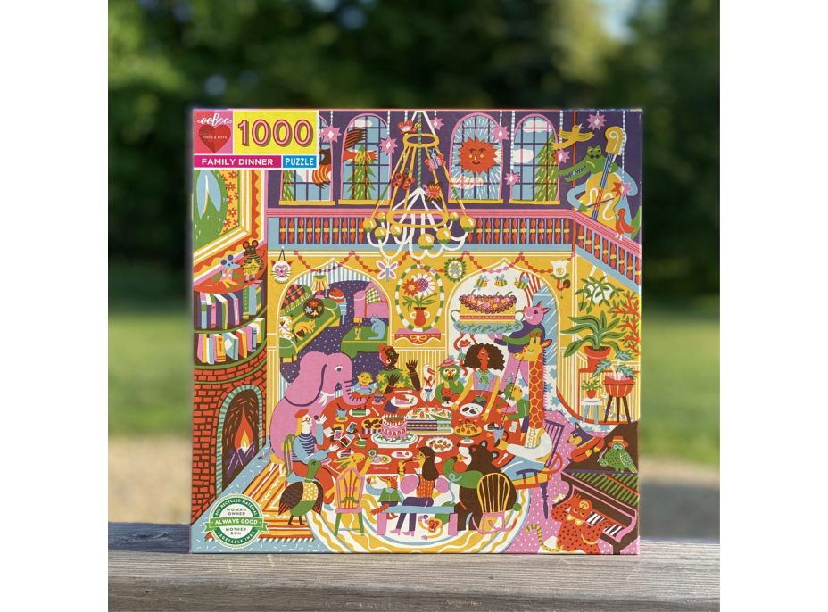 EEBOO Štvorcové puzzle Rodinná večera 1000 dielikov