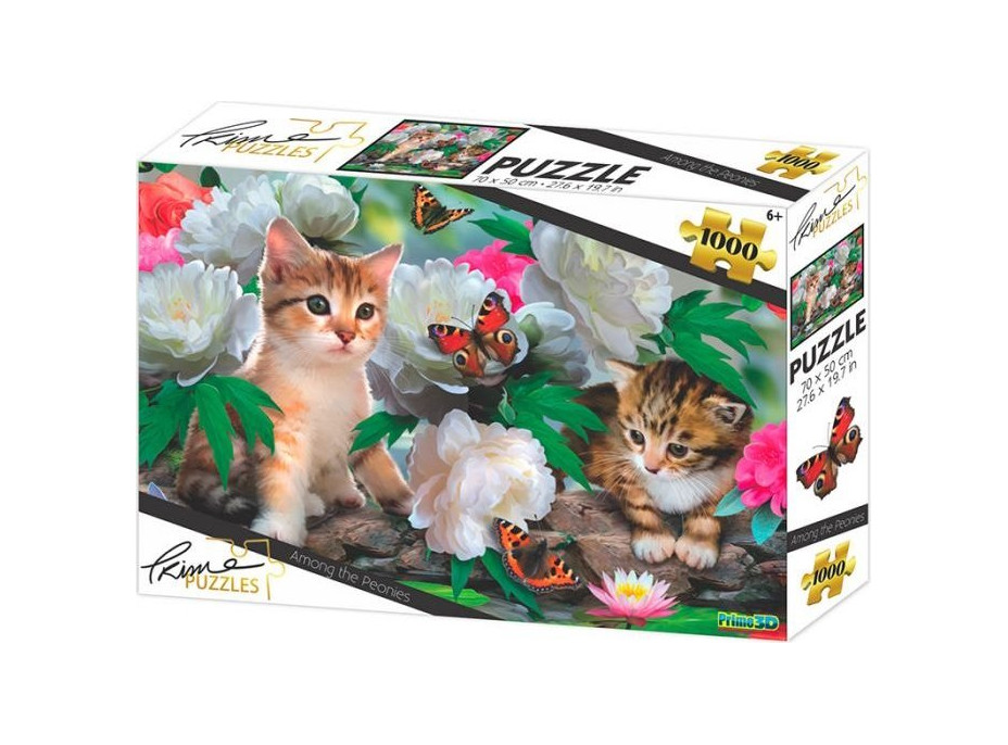 PRIME 3D Puzzle Mačiatka medzi pivonkami 1000 dielikov