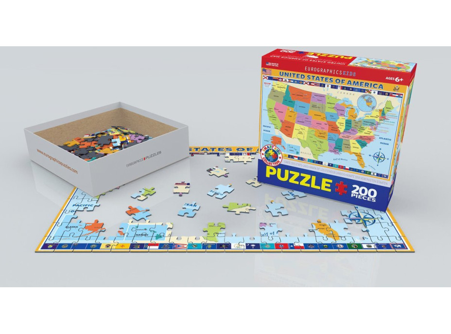 EUROGRAPHICS Puzzle Mapa Spojených štátov Amerických 200 dielikov