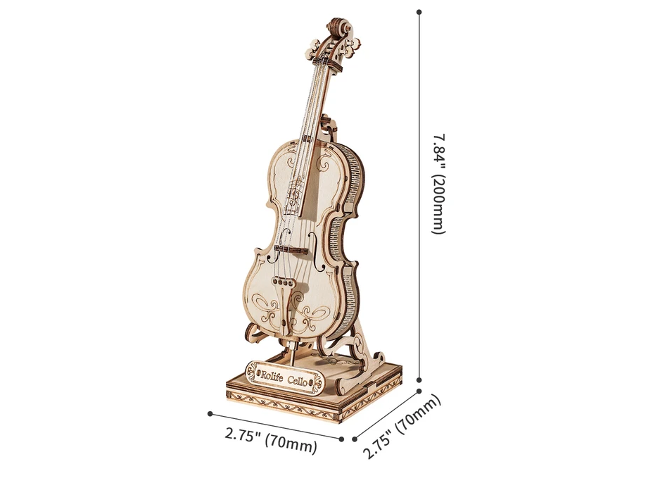 ROBOTIME Rolife 3D drevené puzzle Violončelo 58 dielikov