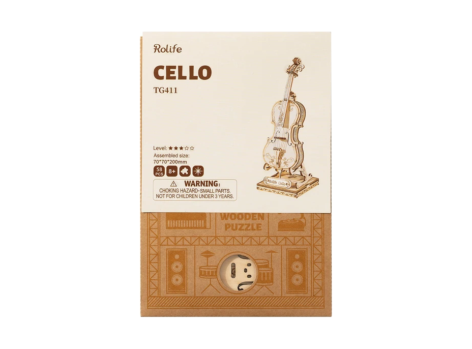 ROBOTIME Rolife 3D drevené puzzle Violončelo 58 dielikov