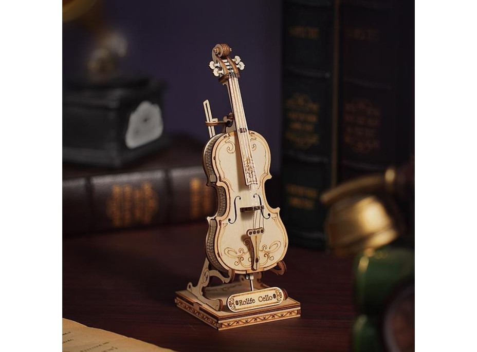 ROBOTIME Rolife 3D drevené puzzle Violončelo 58 dielikov