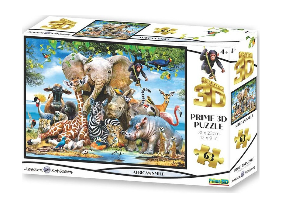 PRIME 3D Puzzle Africký úsmev 3D 63 dielikov