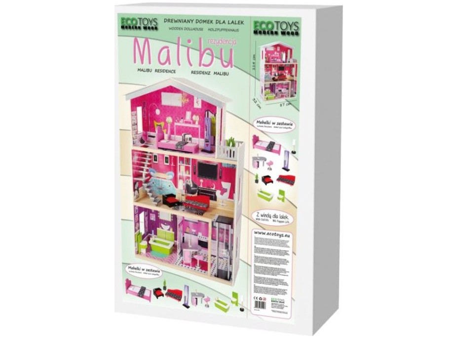 ECOTOYS Domček pre bábiky Malibu s vybavením