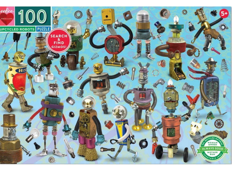 EEBOO Puzzle Roboti a súčiastky 100 dielikov