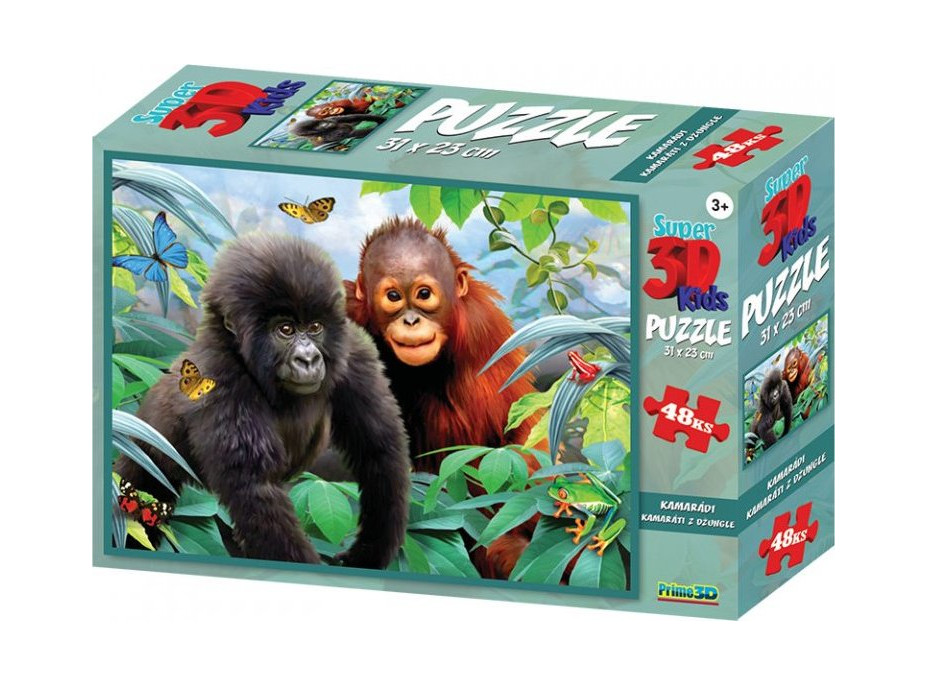 PRIME 3D Puzzle Kamaráti z džungle 3D 48 dielikov