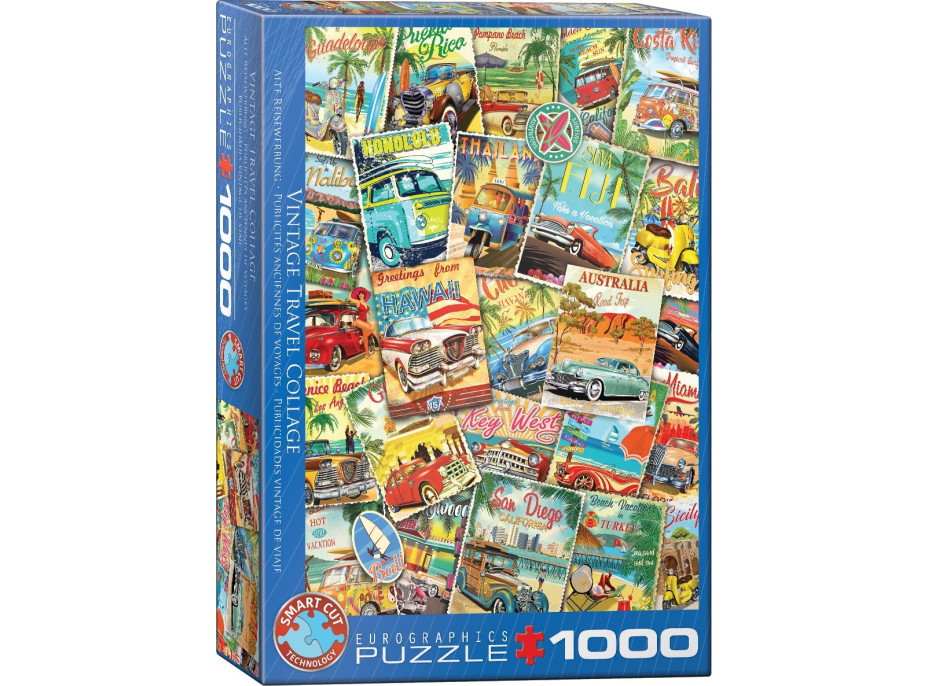 EUROGRAPHICS Puzzle Retro cestovateľská koláž 1000 dielikov